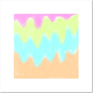 Pink orange blue watercolor art Posters and Art